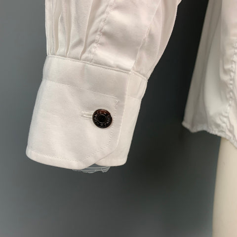 HERMES Size M White Cotton Button Up Long Sleeve Shirt