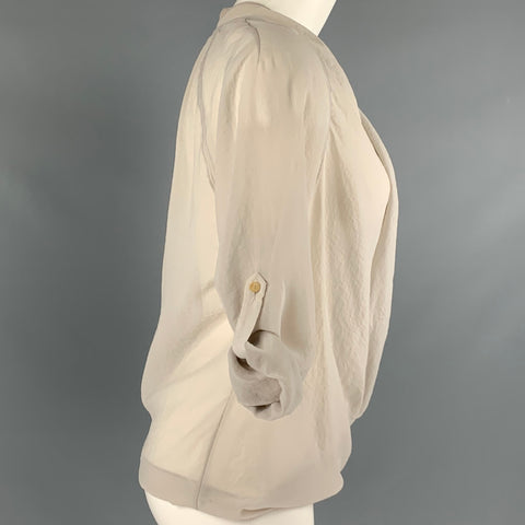 HELMUT LANG Taille S Gris Polyester Voir à travers le haut décontracté à col en V