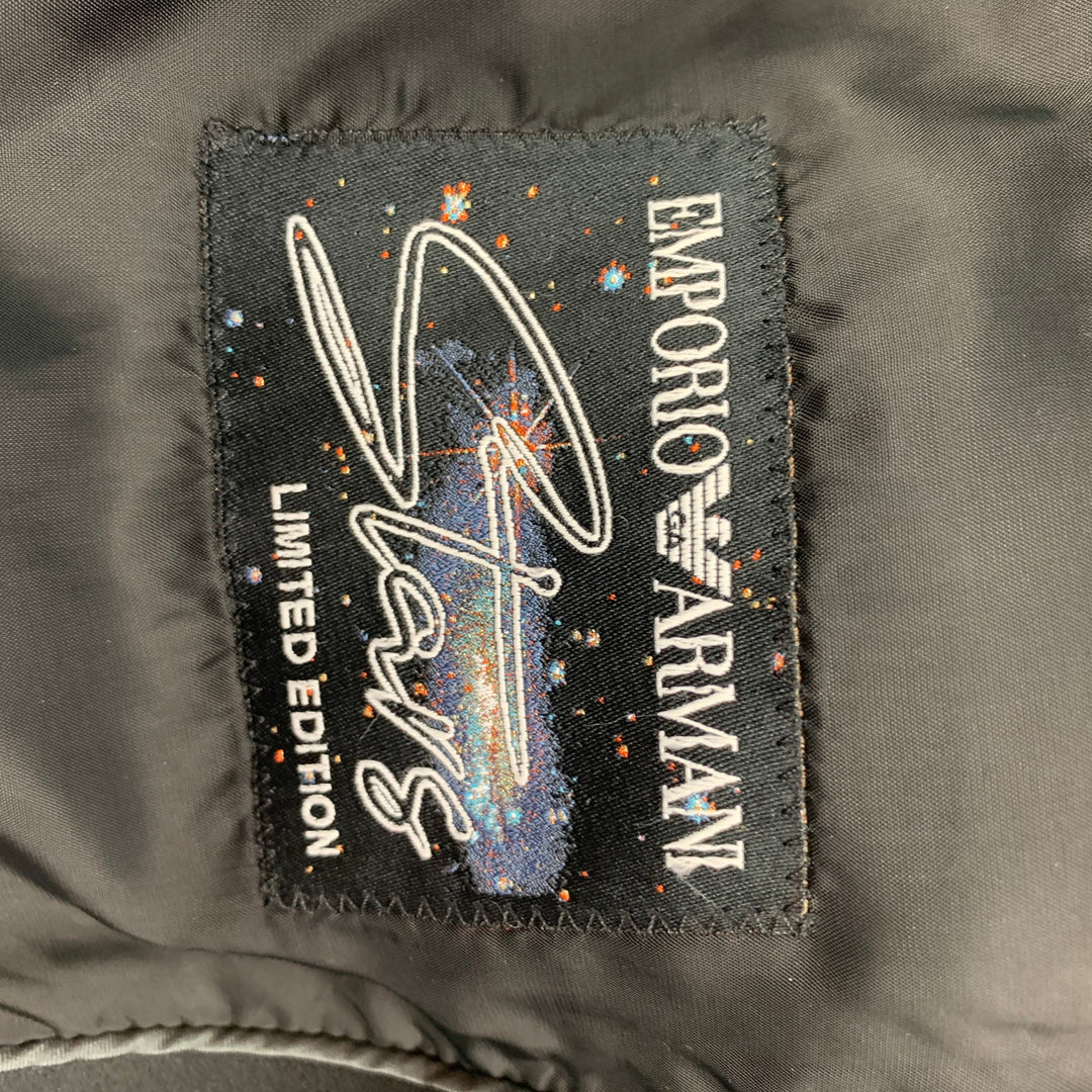 EMPORIO ARMANI SS 20 STARS Limited Edition Size 38 Black Beaded Wool Peak Lapel Sport Coat