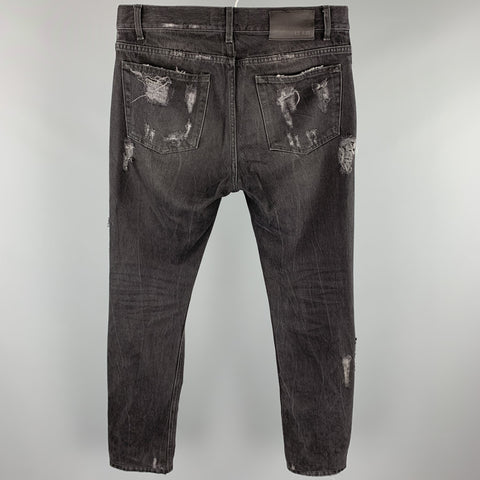 Vaqueros con bragueta y cremallera de mezclilla desgastada negra talla 30 de MSGM