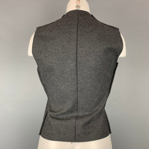 MAISON MARGIELA Size 8 Grey Heather Wool Blend Zip Up Vest