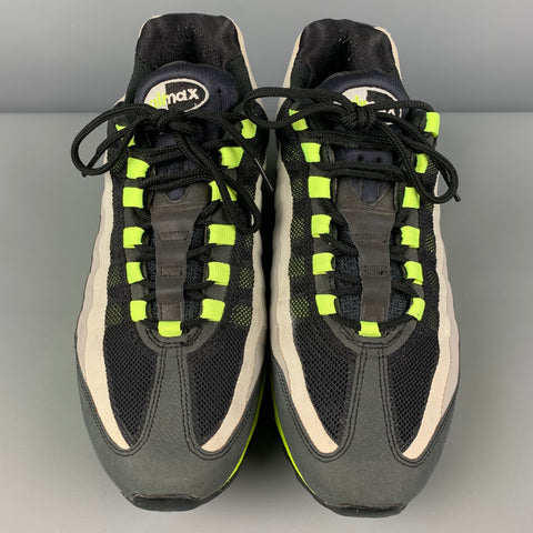 NIKE Talla 10.5 Zapatillas Air Max 95 Gris Neón Verde Materiales Mixtos
