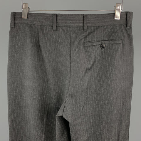 MIU MIU Size 30 Stripe Dark Gray Wool 31 Pleated Dress Pants