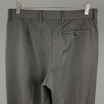 MIU MIU Size 30 Stripe Dark Gray Wool 31 Pleated Dress Pants
