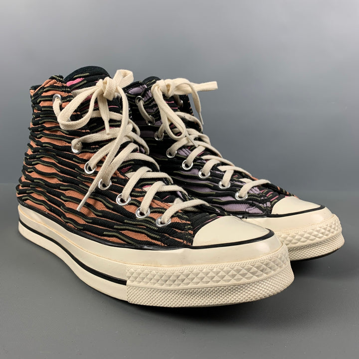 CONVERSE Size 8 Black Multi-Color High Top Sneakers