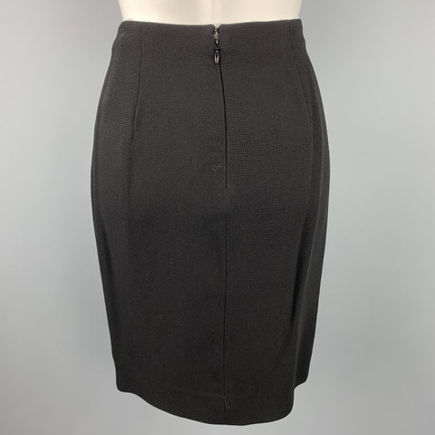GIANNI VERSACE Size 8 Black Textured Pencil Skirt