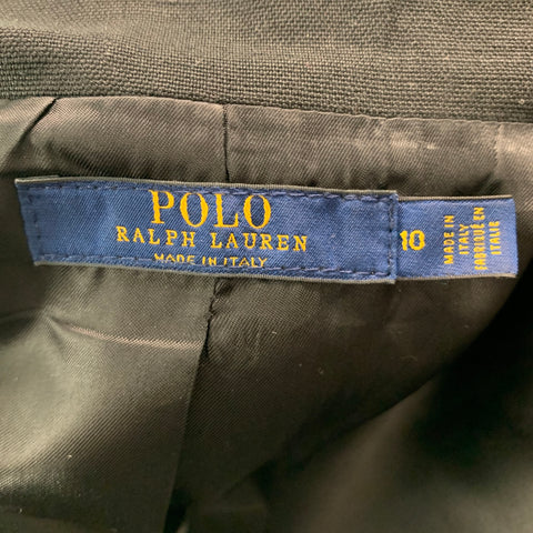 POLO by RALPH LAUREN Size 10 Black Linen Viscose Double Breasted Coat