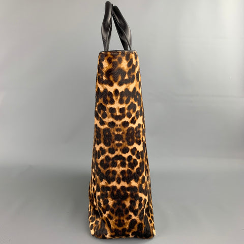 DRIES VAN NOTEN Tan & Black Animal Print Pony Hair Leather Bag