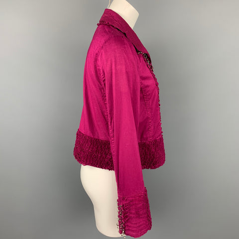ZUCCA Taille M Blouse à crochets et boucles en coton à volants fuchsia