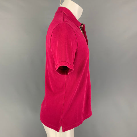 BURBERRY BRIT Size M Raspberry Embroidery Cotton Short Sleeve Polo