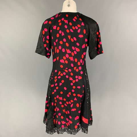 KOCHE' Size 0 Black Red Dot Print A-Line Dress
