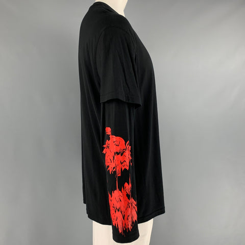GIVENCHY Size XL Black Red Graphic Cotton Long Sleeve T-shirt