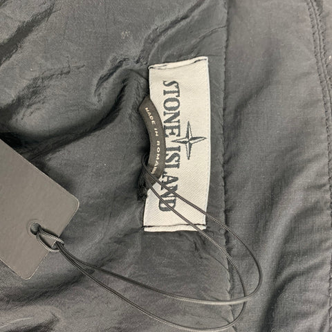 STONE ISLAND Size L Black Quilted Cotton / Nylon Rip Stop Down Jacket