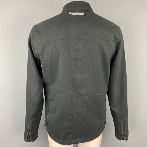 CHROME Size L Black Polyester Blend Zip Up Jacket