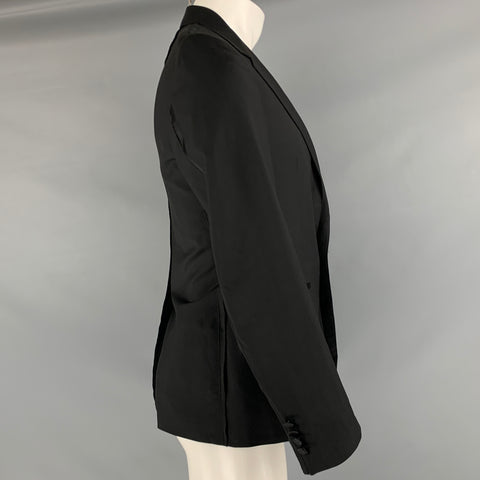 LANVIN Taille 36 Manteau de sport en laine mohair noir à revers cranté