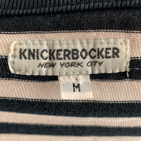 KNICKERBOCKER Size M Black Cream Stripe Cotton Jersey T-shirt
