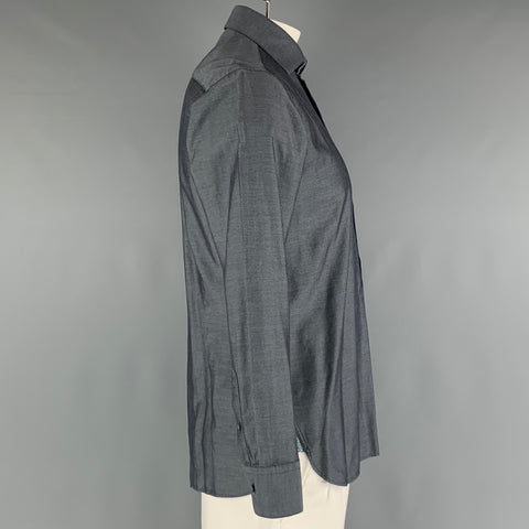 TED BAKER Size L Black White Nailhead Cotton Long Sleeve Shirt