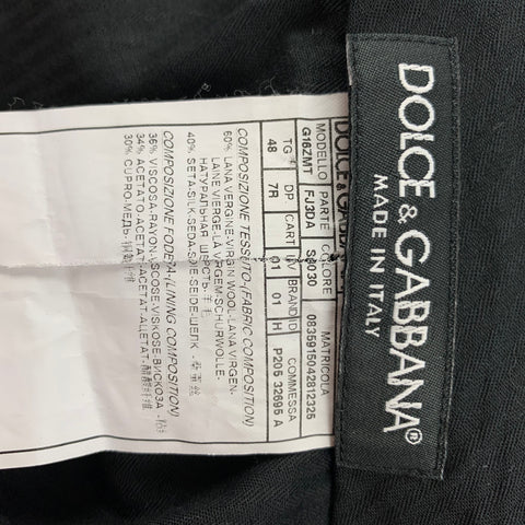 DOLCE & GABBANA Size 32 Navy Jacquard Wool Silk Zip Fly Dress Pants