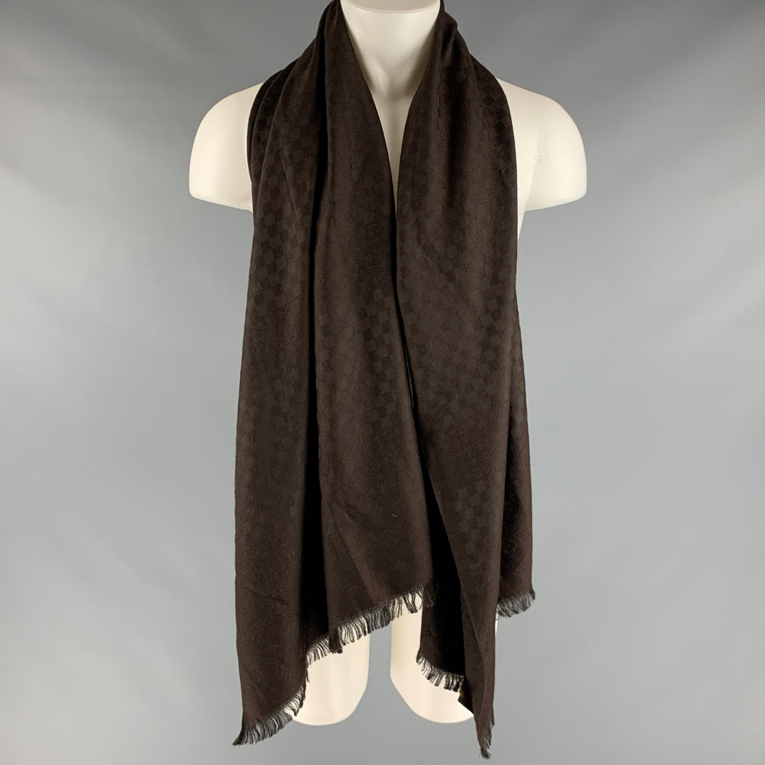 LOUIS VUITTON Brown Monogram Cashmere Silk Scarves