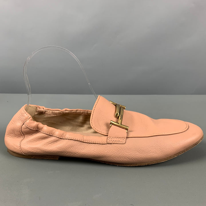 TOD'S Size 11 Beige Leather Flats