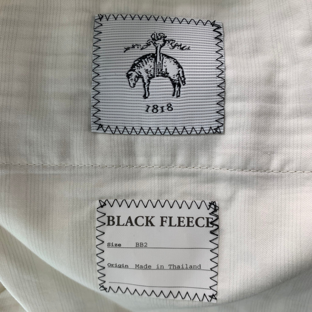 BLACK FLEECE Size 32 Khaki White Seersucker Cotton Button Fly Shorts