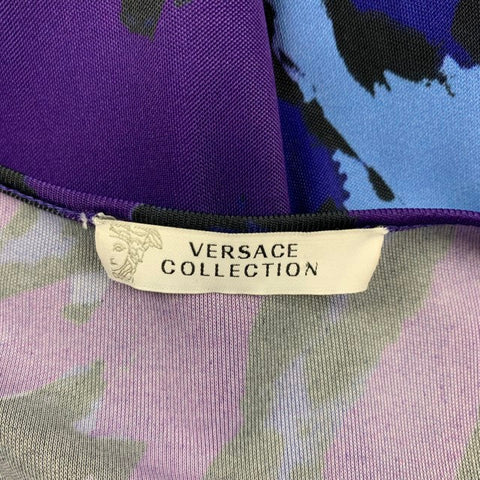 VERSACE COLLECTION Size S Purple Blue Marbled Draped Dress
