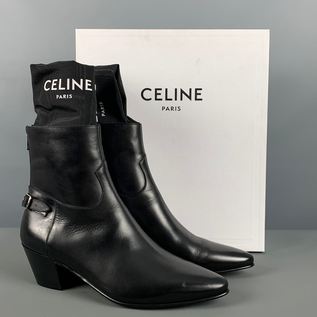 CELINE Size 8 Black Back Zip Boots