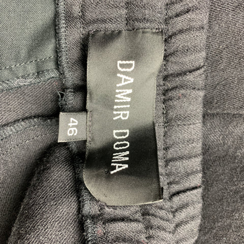 DAMIR DOMA Size 30 Black Wool Drop-Crotch Casual Pants