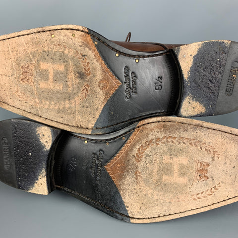 CALZOLERIA HARRIS x BARNEY'S NEW YORK Size 8.5 Bronze Distressed Leather Cap Toe Shoes