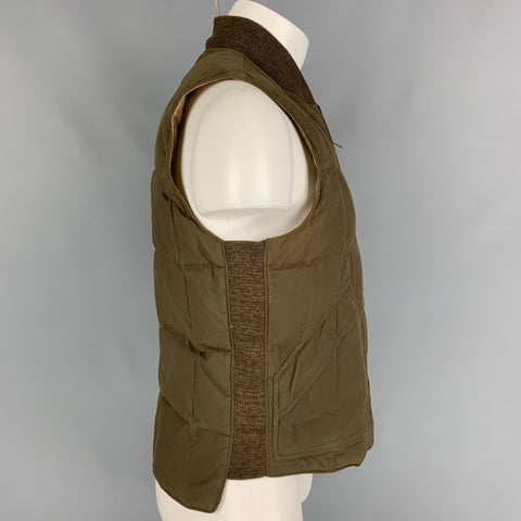 RRL by RALPH LAUREN Chaleco con cremallera de algodón acolchado marrón talla S