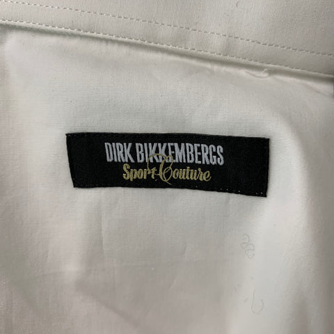 DIRK BIKKEMBERGS Size L Black & White Color Block Cotton & Elastane Button Up Long Sleeve Shirt