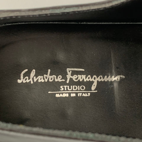 SALVATORE FERRAGAMO Size 10.5 Black Patent Leather Lace Up Shoes