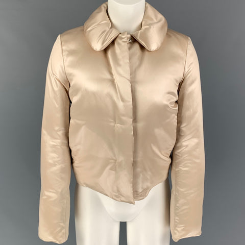 JIL SANDER Size 4 Beige Acetate Silk Padded Jacket