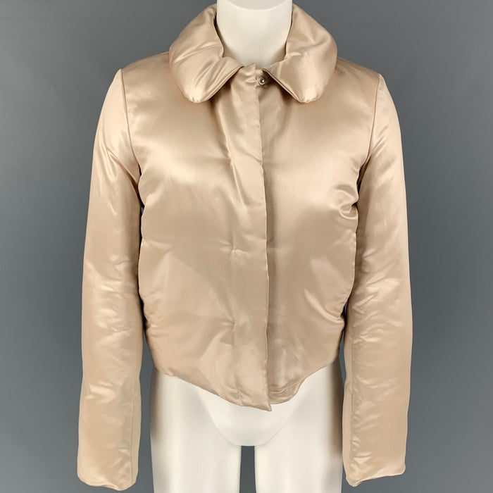 JIL SANDER Size 4 Beige Acetate Silk Padded Jacket