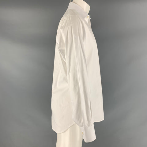 DOLCE & GABBANA Size S White Solid Cotton Button Up Long Sleeve Shirt