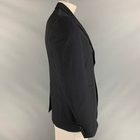 WOOSTER + LARDINI Size 42  Navy Wrinkled Wool Notch Lapel Sport Coat