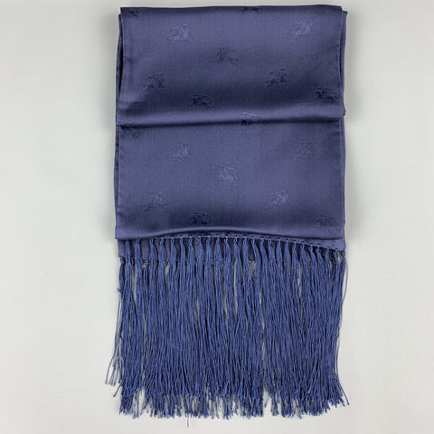BURBERRY LONDON Jacquard Navy Silk Scarf