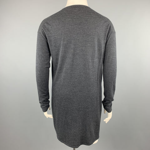 JIL SANDER Size L Charcoal Wool Long Duster Cardigan