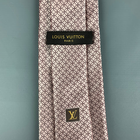 LOUIS VUITTON Cravate en soie jacquard marron rose