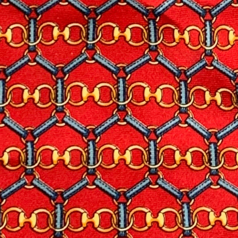 Corbata de seda con eslabones de cadena multicolor roja de GUCCI