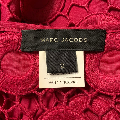 MARC JACOBS Size 2 Raspberry Cotton Eyelet Sleeveless Dress Top