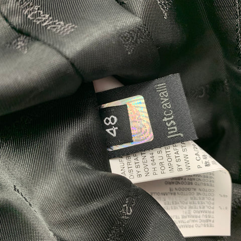 JUST CAVALLI Size 38 Black Studded Cotton Peak Lapel Sport Coat