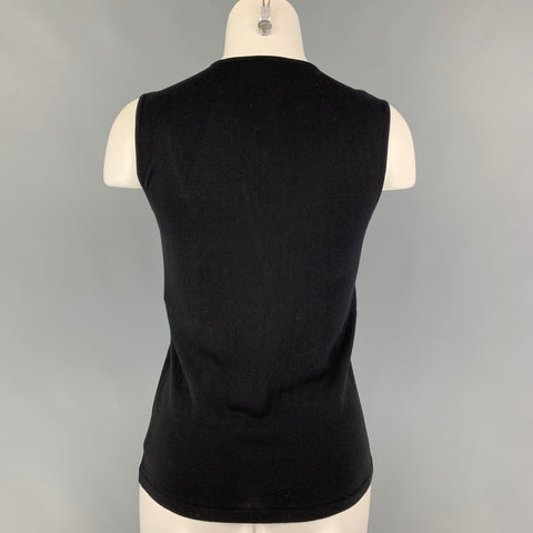 CHANEL 94305 05C Size 4 Black Cotton Sleeveless Casual Top