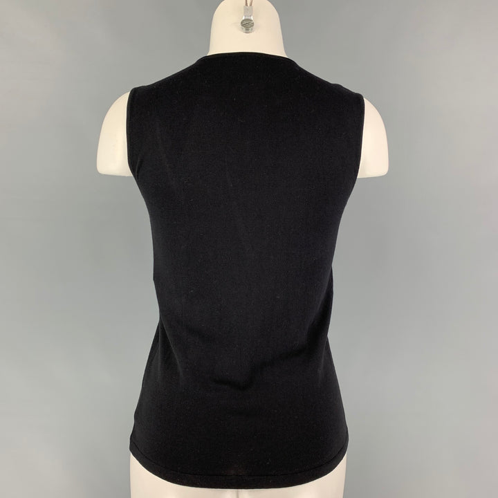 CHANEL 94305 05C Size 4 Black Cotton Sleeveless Casual Top