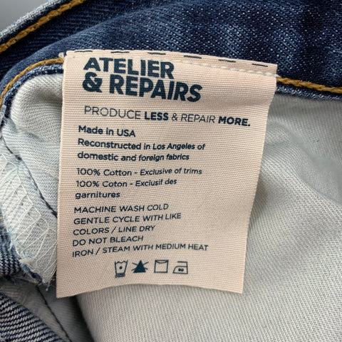 ATELIER & REPAIRS x LEVI'S 501 Size 31 Indigo Distressed Denim Button Fly Jeans