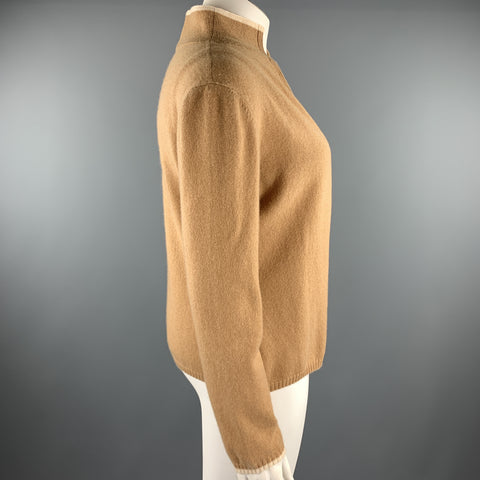 LES COPAINS Size 12 Camel Stripe Cashmere Knit Top 2 Piece Set