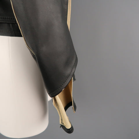 MAISON MARTIN MARGIELA X H&M Size 2 Black & Beige Deconstructed Biker Jacket