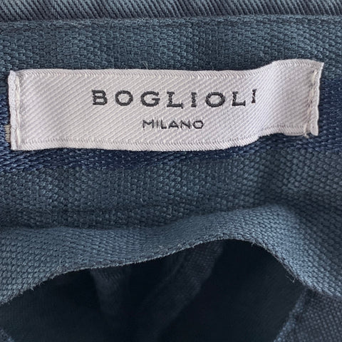 BOGLIOLI Size 30 Navy Cotton  Linen Pleated Shorts