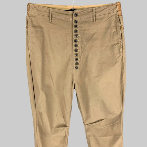 KAPITAL Size L Khaki Cotton High Waisted Casual Pants