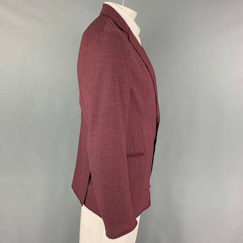 EMPORIO ARMANI Size 42 Burgundy Wool Notch Lapel Sport Coat